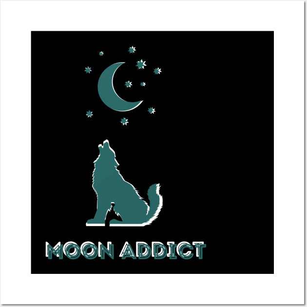 Moon Addict - Howling Wolf Wall Art by SpaceART